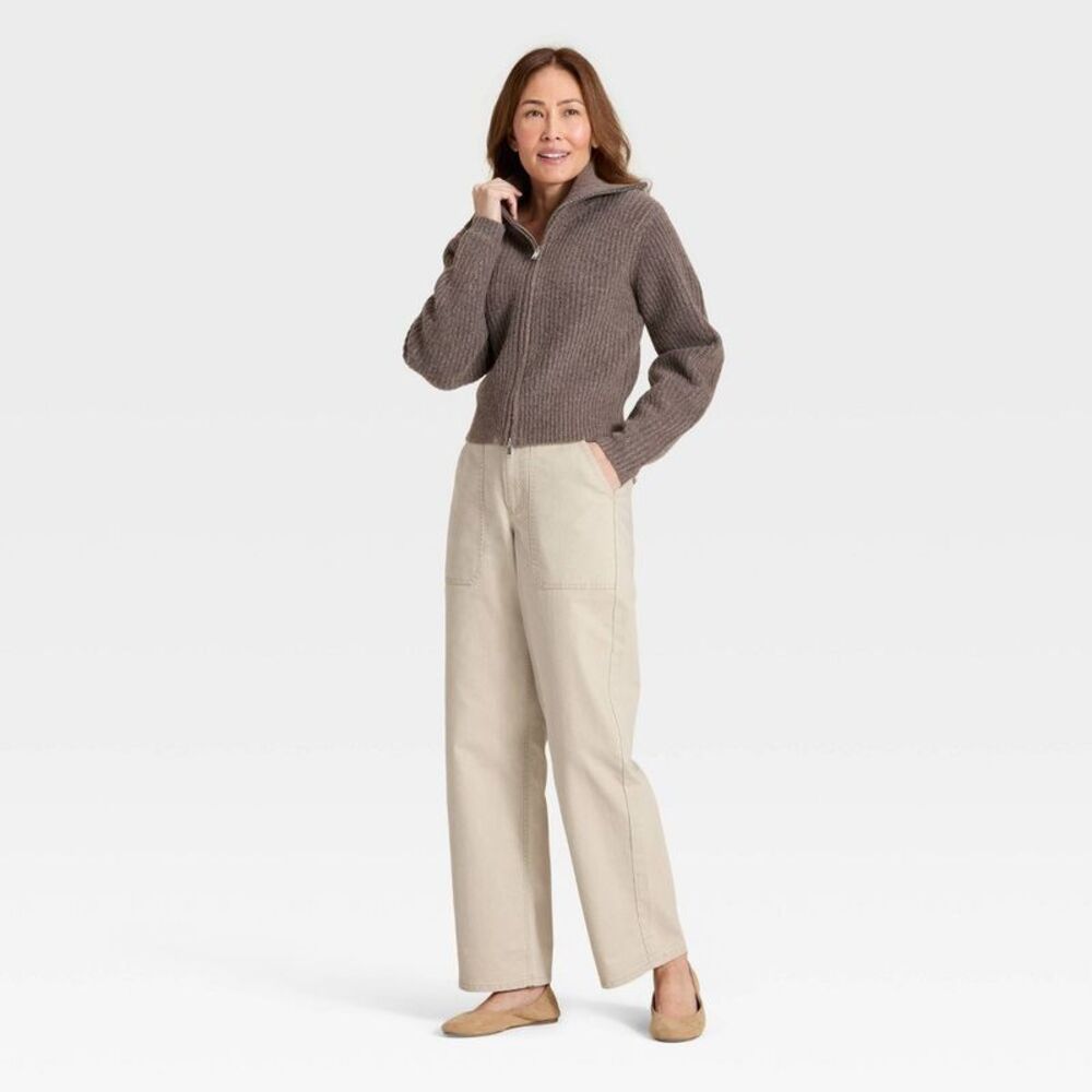 Women's Full Zip Cardigan - Universal Thread Brown M - Picture 3 of 3